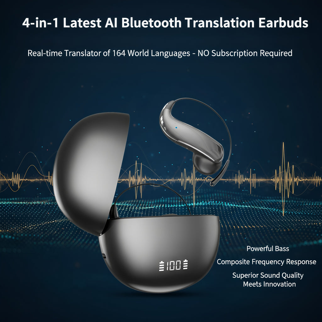 Open Ear AI Real-Time Translation Bluetooth Earbuds | Support 144 Languages