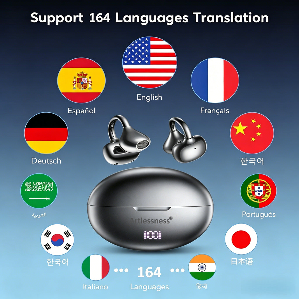 Open Ear AI Real-Time Translation Bluetooth Earbuds | Support 144 Languages