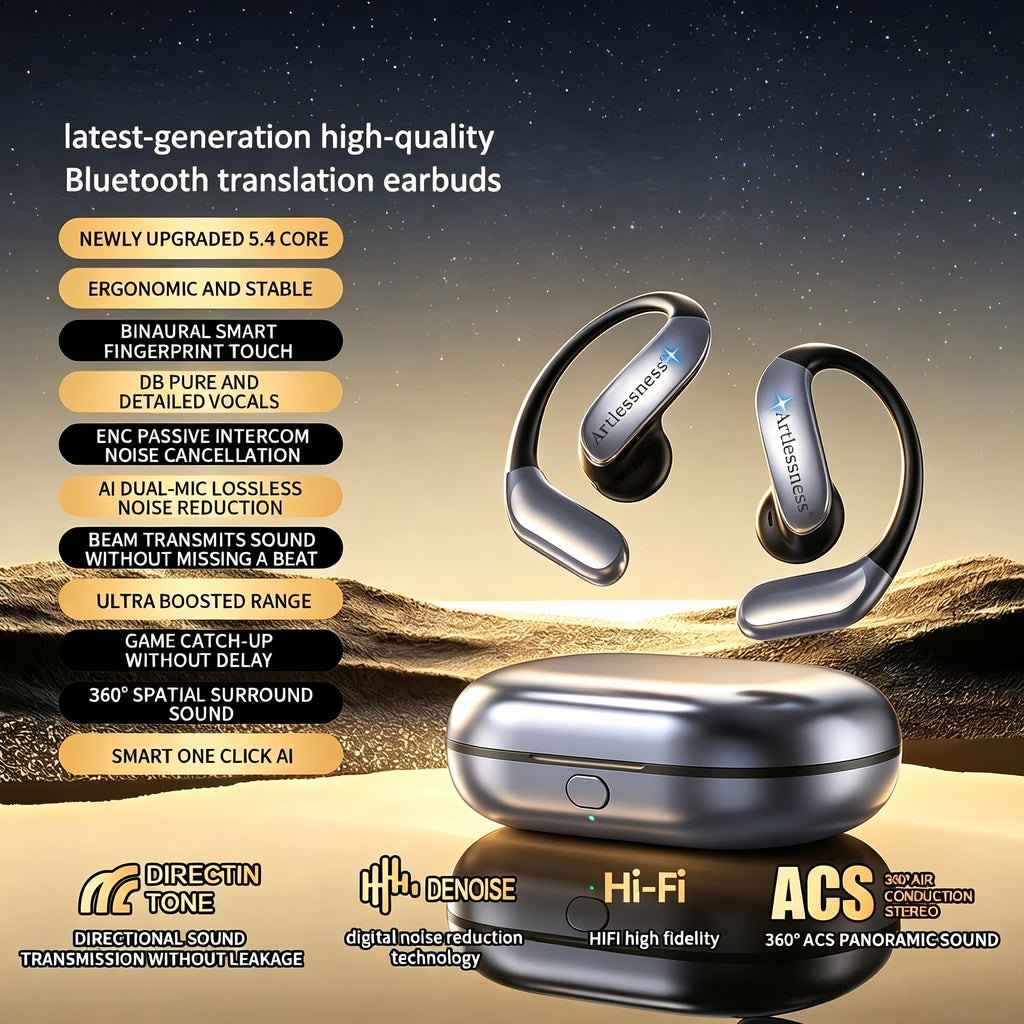 Open Ear AI Real-Time Translation Bluetooth Earbuds | Support 144 Languages