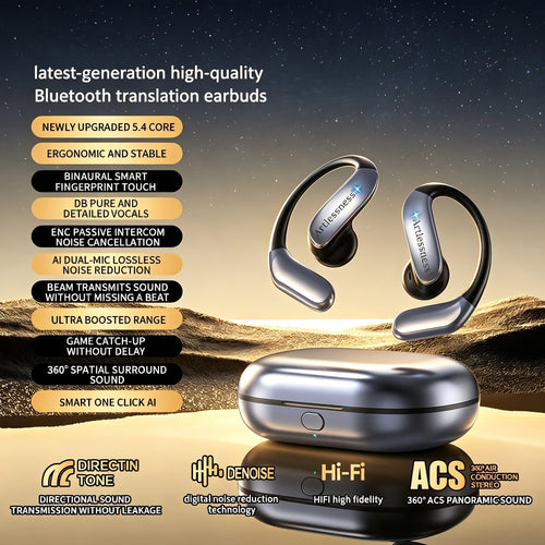 Open Ear AI Real-Time Translation Bluetooth Earbuds | Support 144 Languages