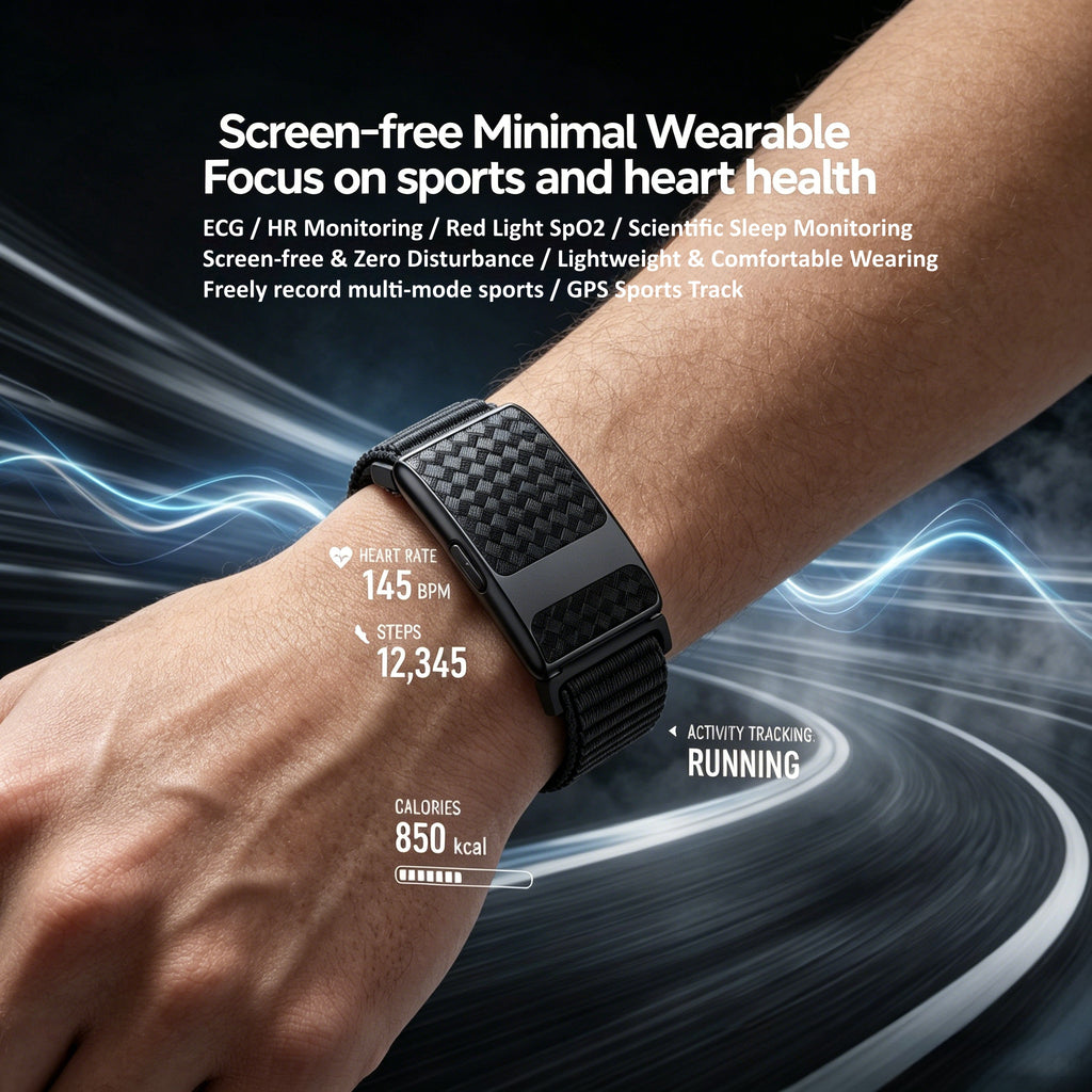 Screenless ECG Fitness Tracker, Independent Triple Sensors Built-in GPS Activity Band, IP68 Waterproof Health Watch Monitor ECG, Heart Rate, SpO2, Sleep & Women Cycle, 7-15 Days Battery, Multi-Language APP with Family Data Sharing