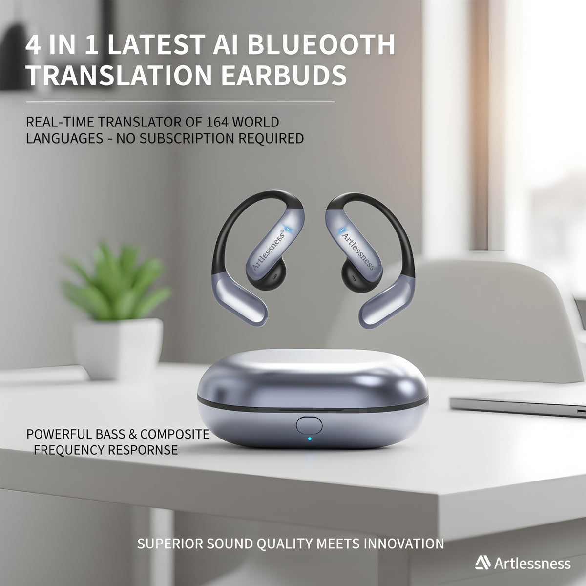 Open Ear AI Real-Time Translation Bluetooth Earbuds | Support 144 Languages