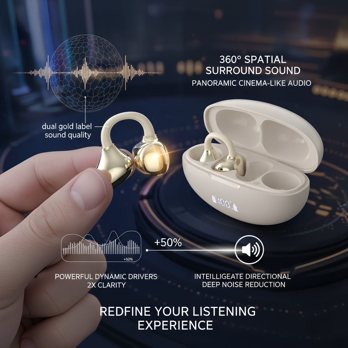 Open Ear AI Real-Time Translation Bluetooth Earbuds | Support 144 Languages