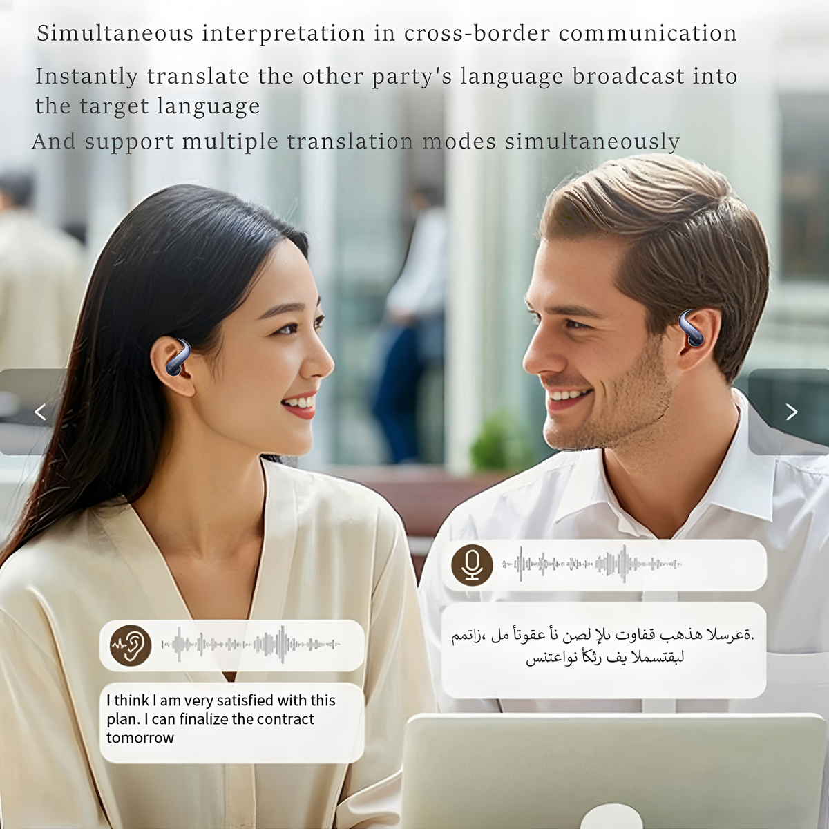 Open Ear AI Real-Time Translation Bluetooth Earbuds | Support 144 Languages